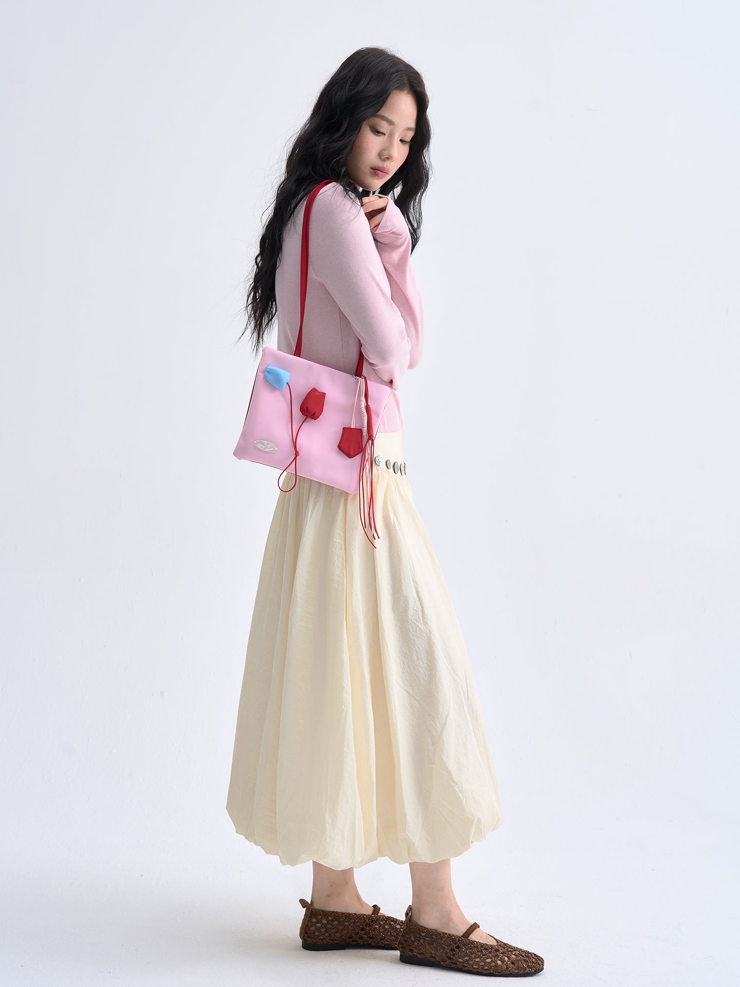 Color-Block Green Tulip Nylon tote bag