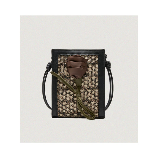 Sac Orenda en raphia tressé noir