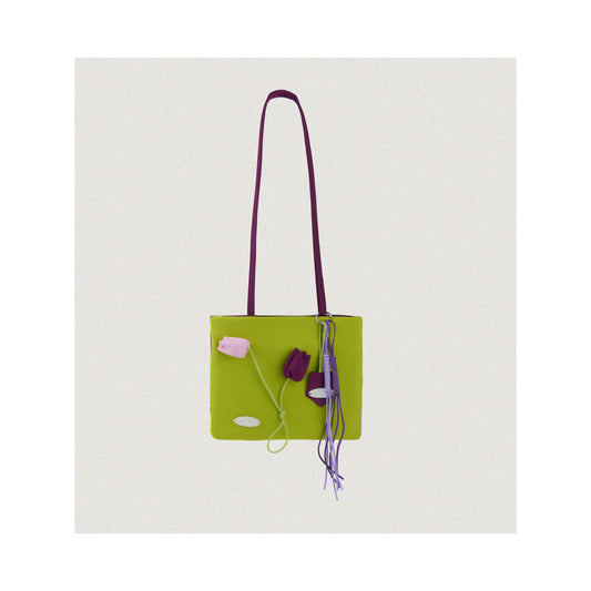 Sac cabas en nylon Color-Block vert tulipe
