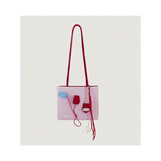 Sac fourre-tout en nylon rose tulipe à blocs de couleur