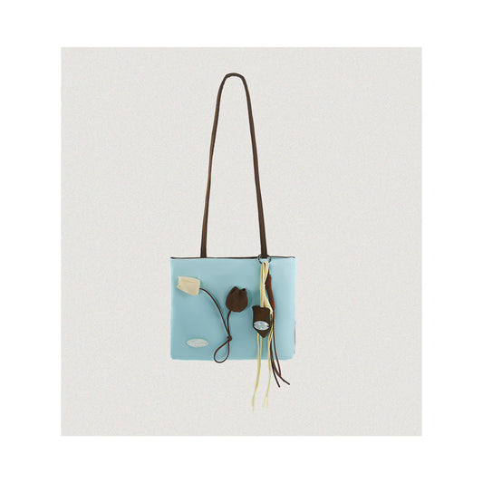 Sac fourre-tout en nylon bleu tulipe à blocs de couleur