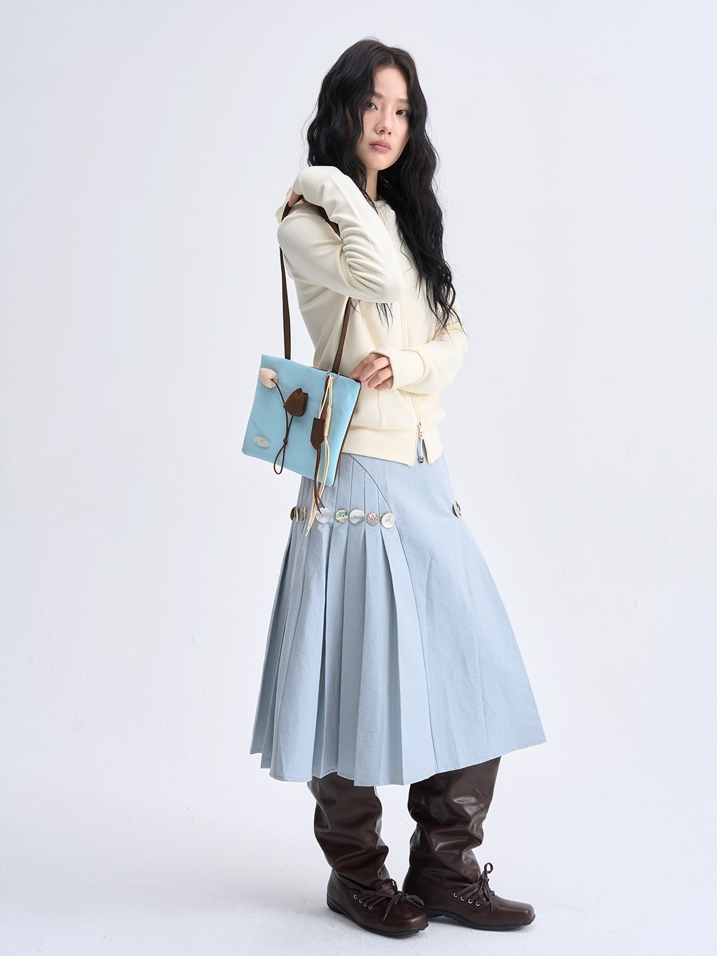 Color-Block Tulip Blue Nylon tote bag