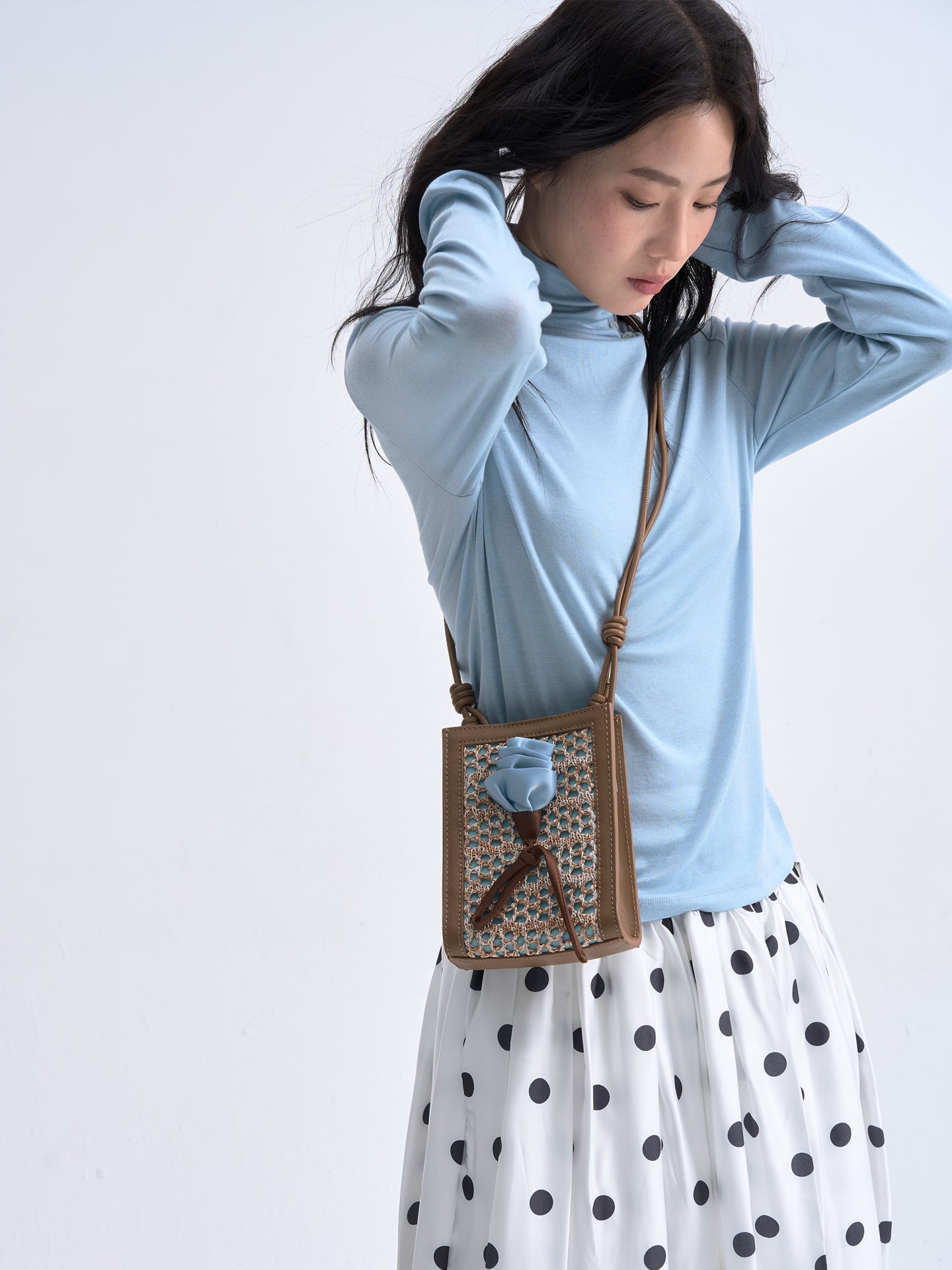 Orenda Black Woven Raffia bag