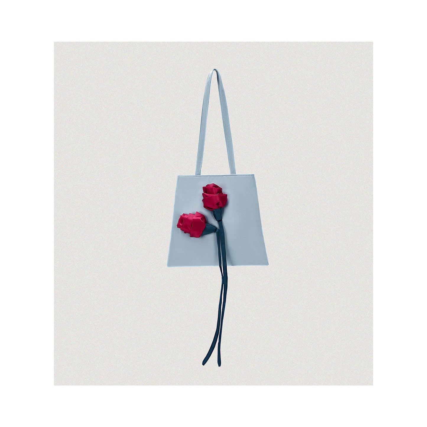 Sac en satin bleu « Retro Rose »