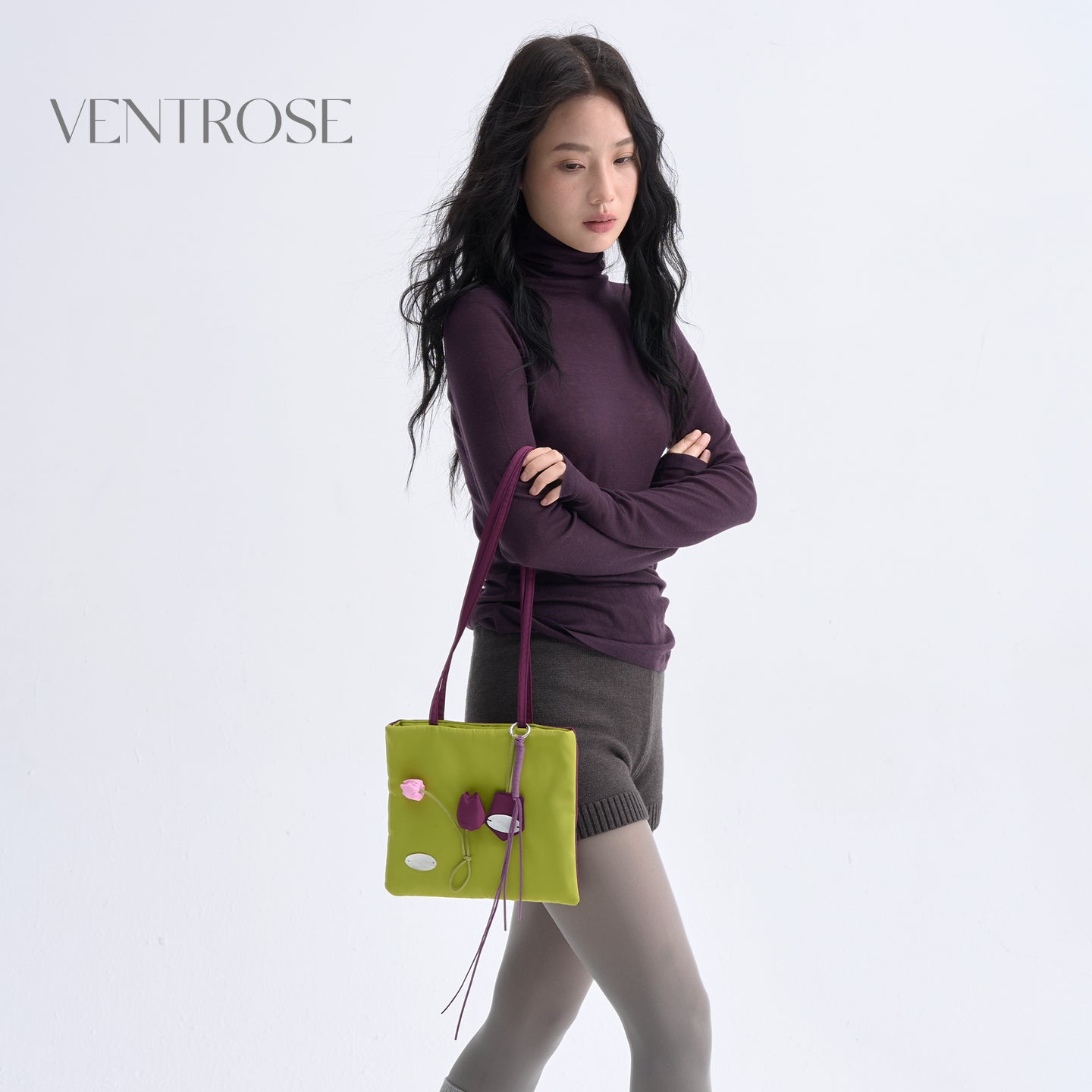 Color-Block Green Tulip Nylon tote bag
