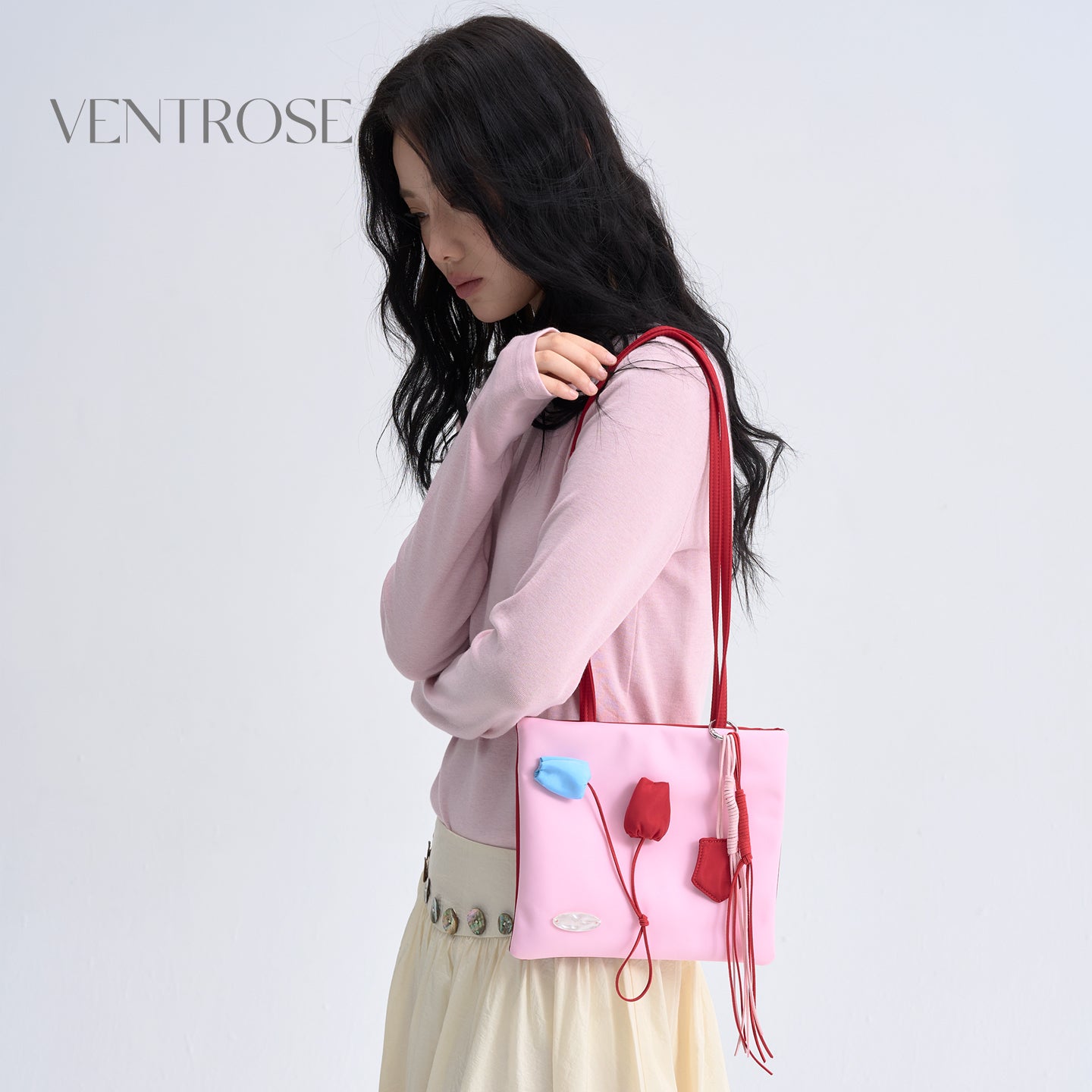 Color-Block Green Tulip Nylon tote bag