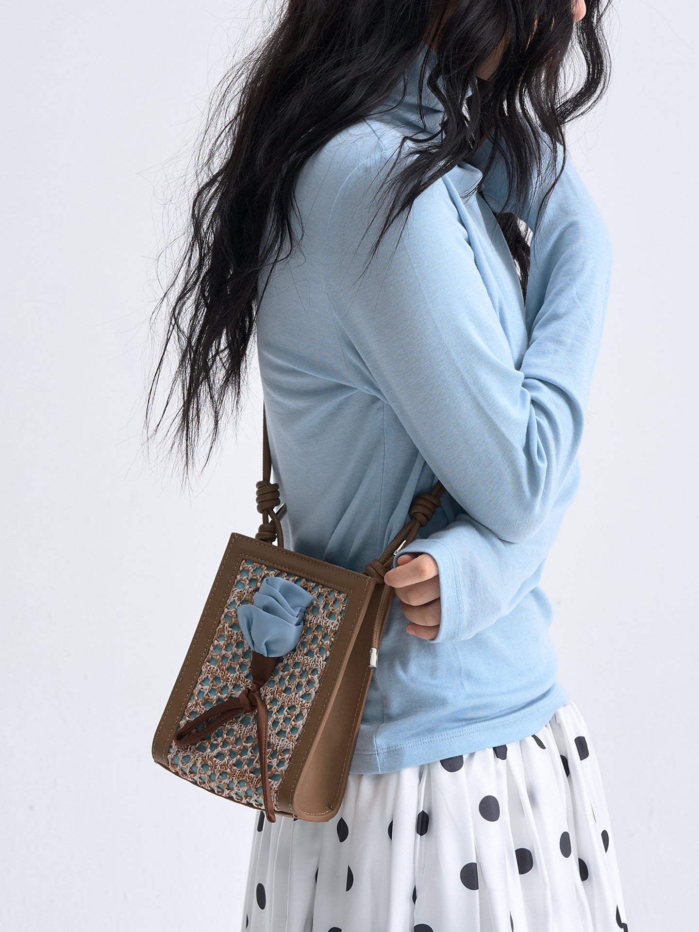 Orenda Black Woven Raffia bag