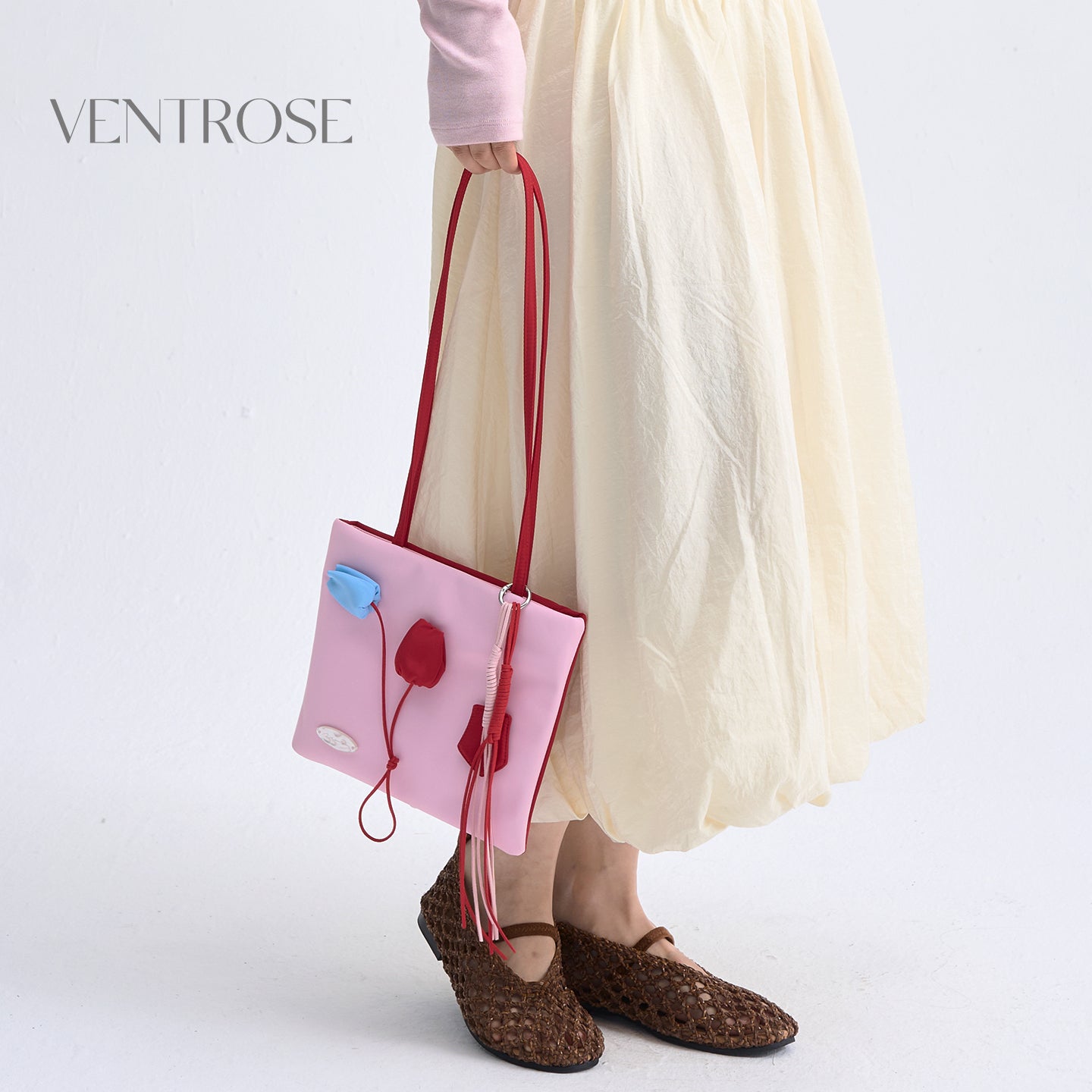 Color-Block Green Tulip Nylon tote bag