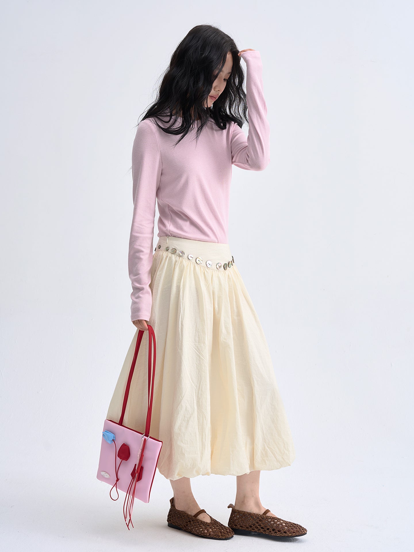 Color-Block Green Tulip Nylon tote bag