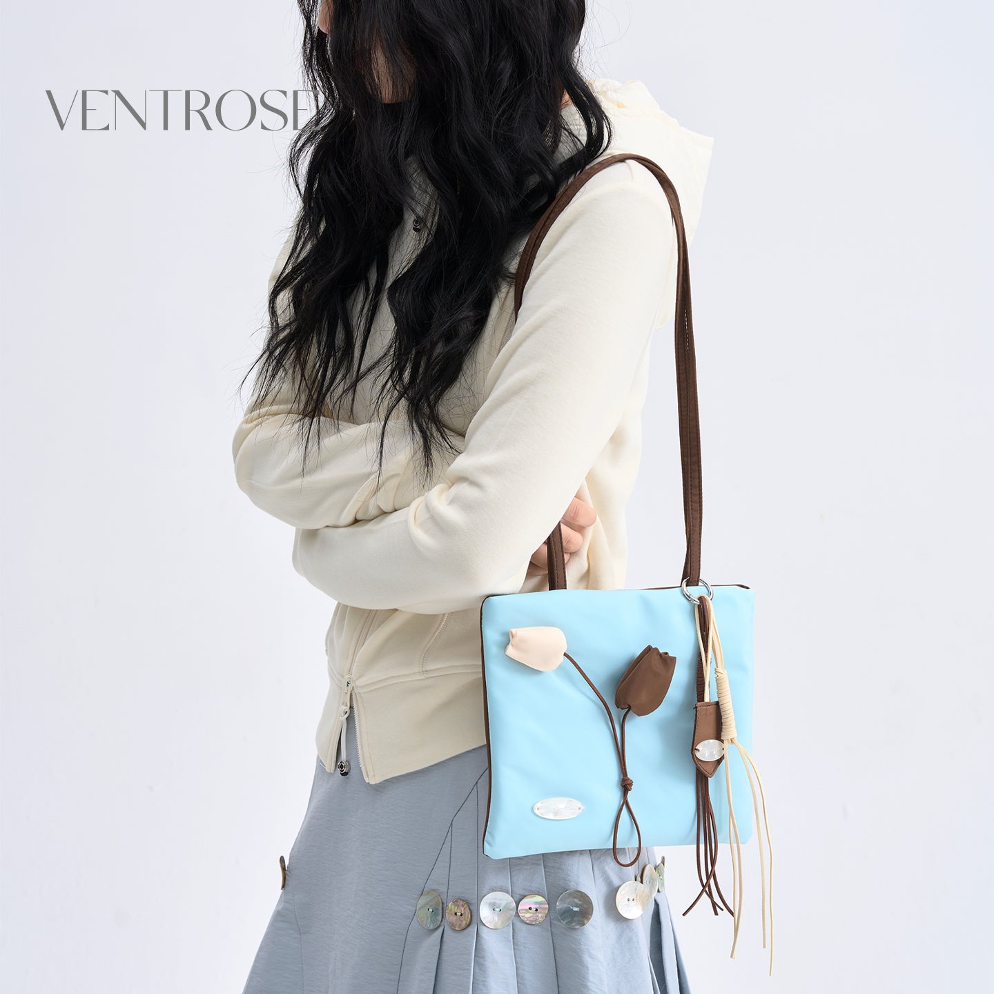 Color-Block Green Tulip Nylon tote bag